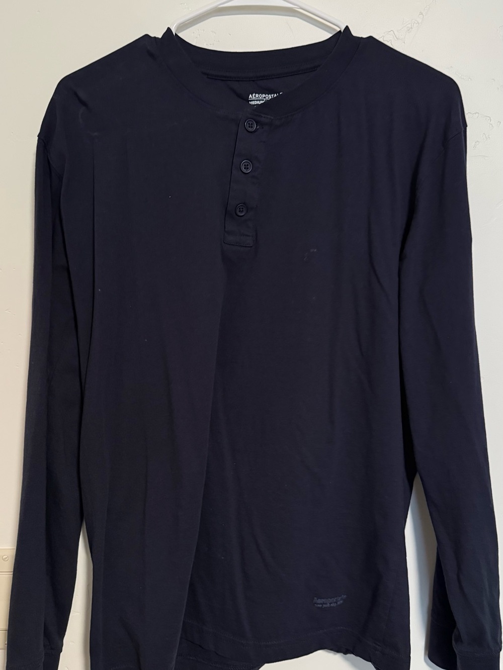 Aeropostale Men's Long-Sleeve Henley Shirt - Navy
